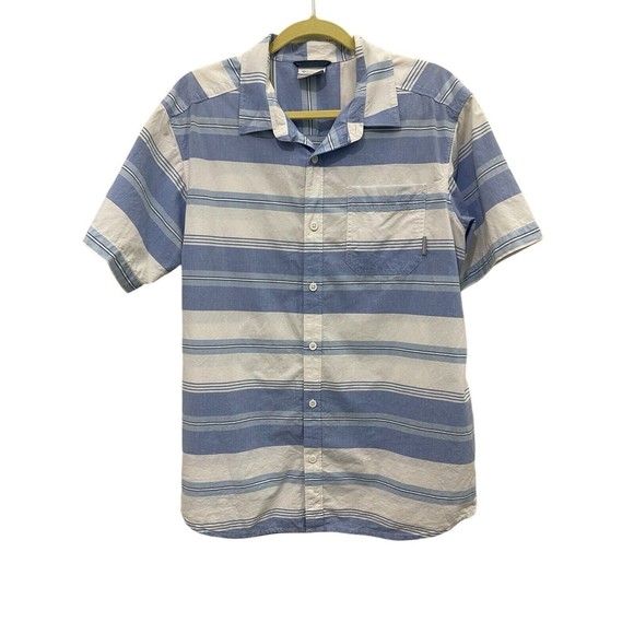 Columbia Other - Columbia Mens Short Sleeve Button Up Shirt Blue White Striped Large Cotton